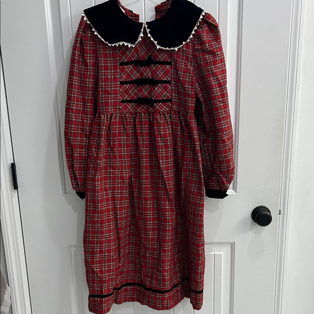 Jessica Kids Red Plaid Theater Dress with Black Accents